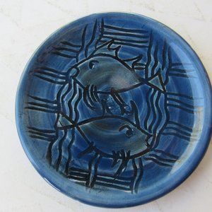 Handmade Sea Blue Fish Coaster or Trinket Dish
